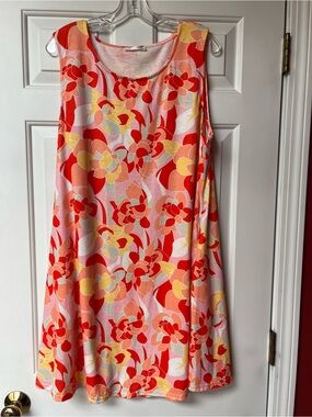 Simple Sleeveless Floral Midi Dress in Red, Pink, Yellow